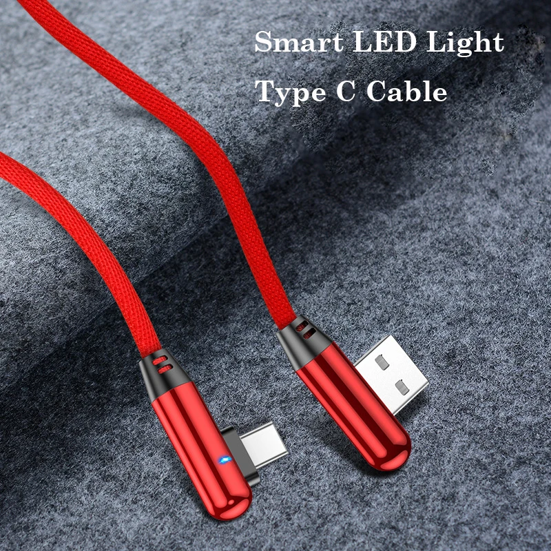Игровой светодиодный Micro USB кабель для передачи данных с быстрой зарядкой 2,4 А, смарт-синхронизация данных в оплетке+ головка из алюминиевого сплава, Android type C для samsung huawei