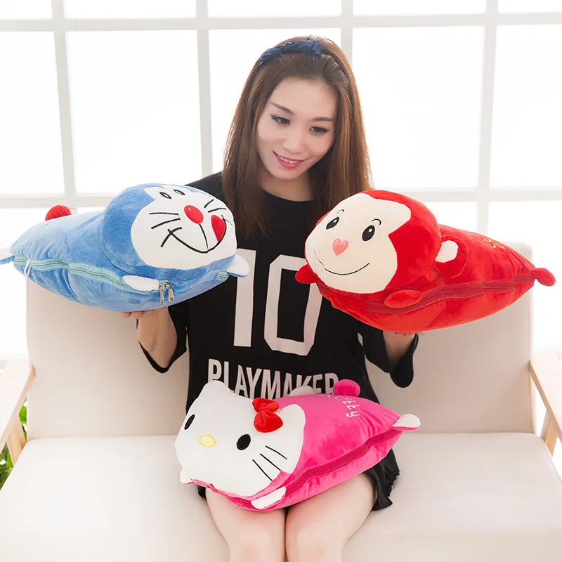 

Multifunction 4 in 1 Cartoon Cushion Blanket Toys Sofa Office Nap Pillow Animal Cat Monkey Cushions Car Seat Summer Blanket Quit