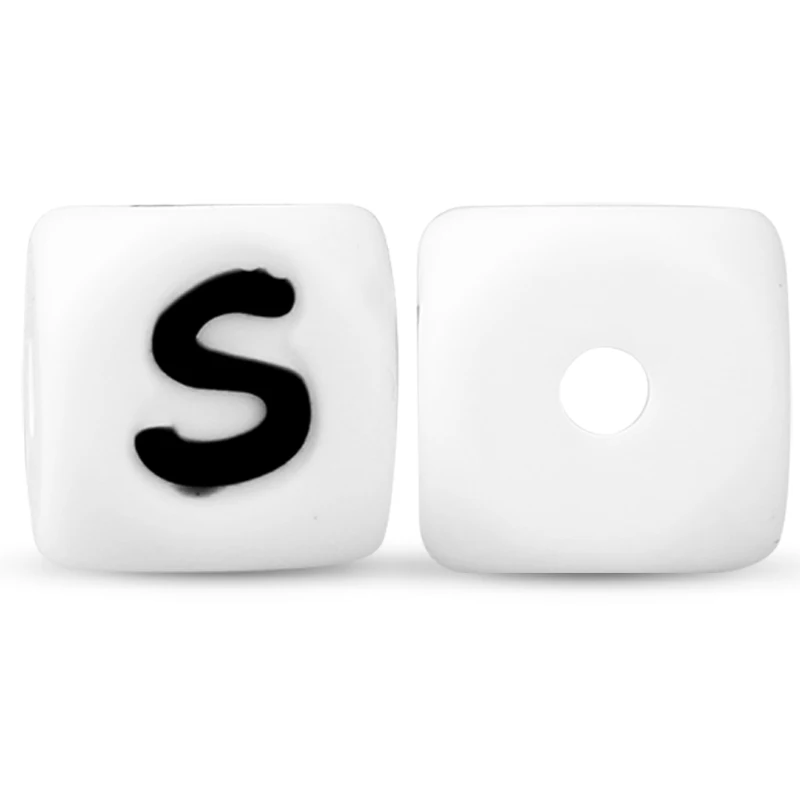 S 10 шт., 12 мм, силиконовые бусины с буквами, английские бусины Alphabe, Пищевая силиконовая жевательная игрушка, сделай сам, детские игрушки для прорезывания зубов, соска-подвеска - Цвет: S