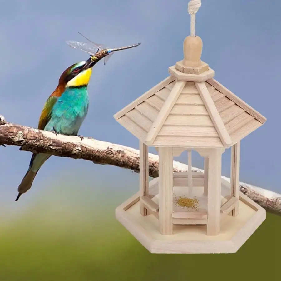 Pet Brid Открытый прочный деревянный пластиковый висячий прозрачный кормушка для птиц дом чехол для еды товары для животных