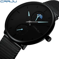 CRRJU Luxury Top Brand Man 3ATM Waterproof Clock Men's Analog Quartz 24 Hour Watches Men Sport Full Steel WristWatch Relogio