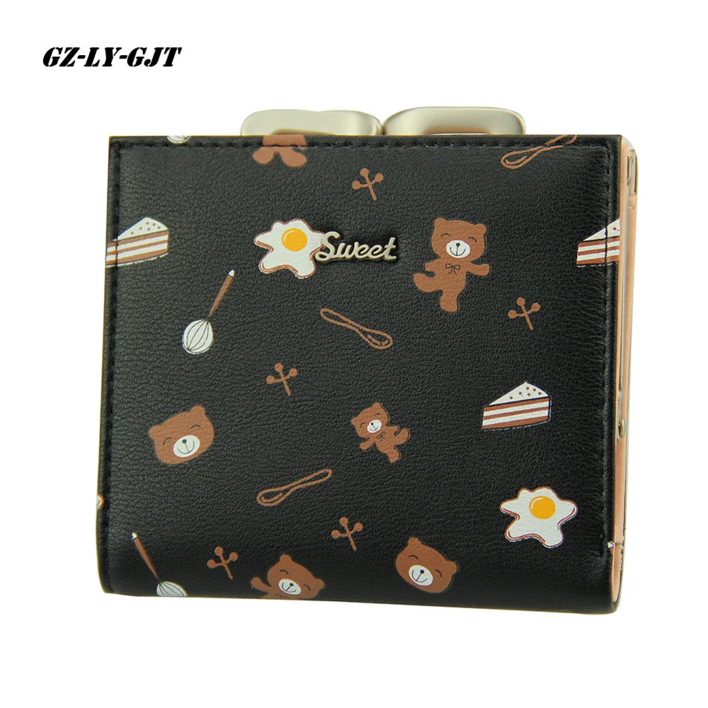 

GZ-LY-GJT New Bear pattern PU leather short Lady Wallet Fresh Style Girls Female Ring Hasp Purse style 5 Color