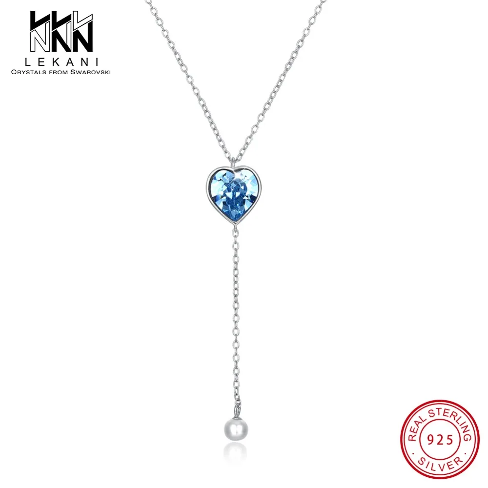 Длинное ожерелье Chian с кристаллами в форме сердца от Swarovski, подвески из стерлингового серебра 925 пробы, простые Стильные Ювелирные изделия на годовщину