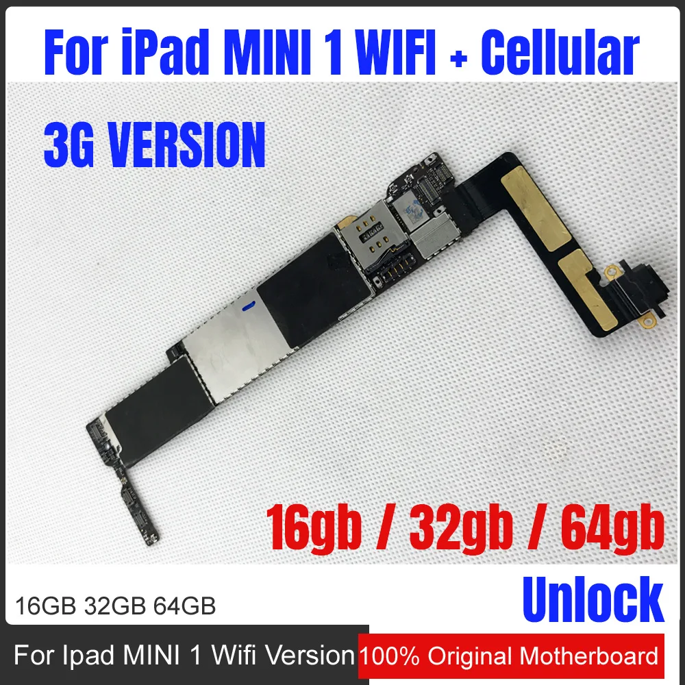 

Original Unlocked Motherboard with full chips logic board Wifi version A1432 , Wifi Version + 3G for Ipad mini 1 mainboard