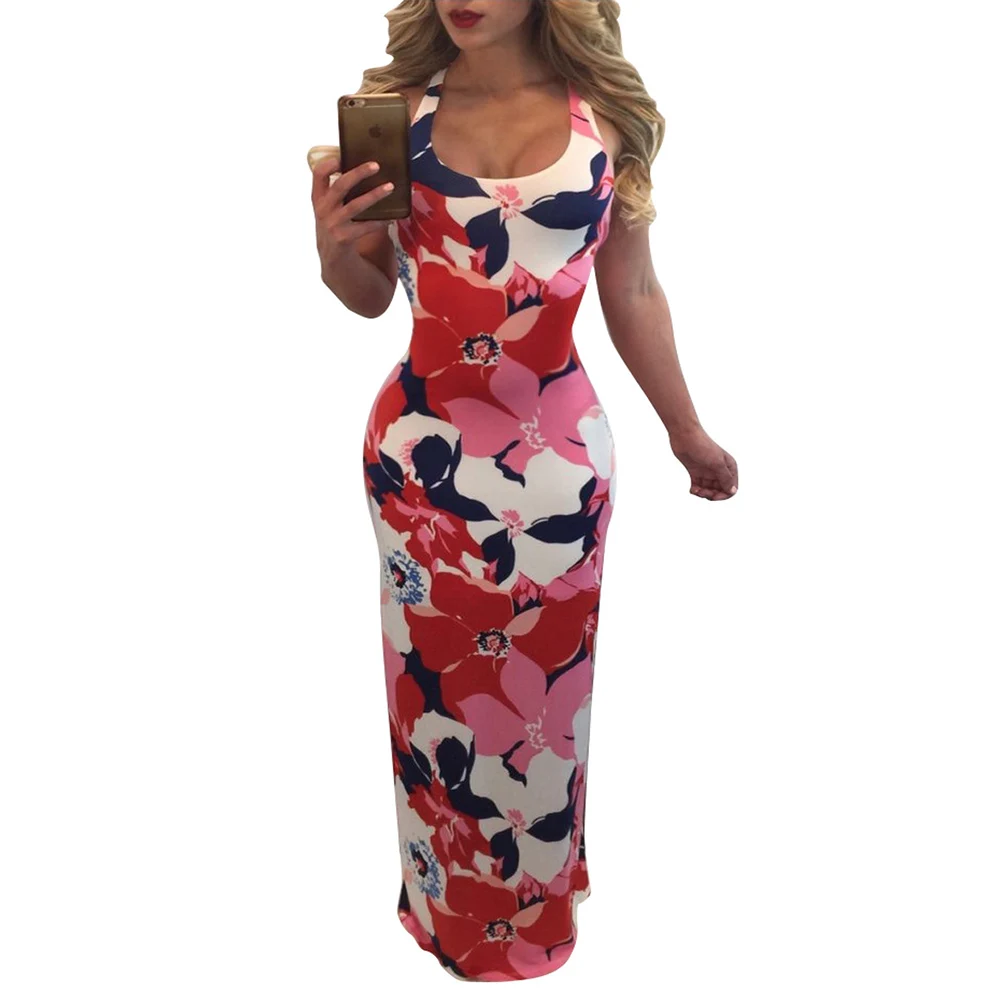 Modern Swing Camellias PrintedCamellia Faddish Long Dress Available