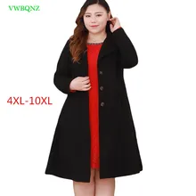 Очень большой код, Женское шерстяное пальто, зимнее, новое, корейское, длинное, шерстяное пальто для женщин, s, высокое качество, черное, плюс размер, пальто 4XL-10XL A1048