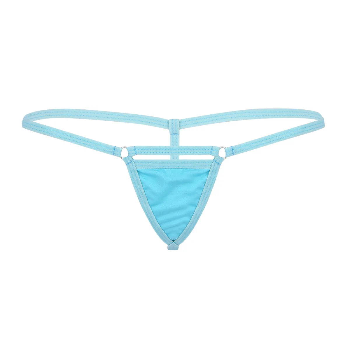 Light Blue Womens Ladies Sexy Lingerie Briefs Micro Panties Low Rise T-Back Open Butt Stretchy Mini G-Strings and Thongs Bikini Underwear - Color: Light Blue