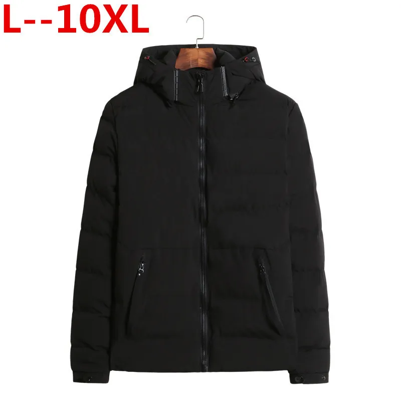 Плюс 10XL 8XL 6XL новые зимние мужские парки теплый пуховик Повседневная парка мужская куртка повседневная приталенная куртка с капюшоном пальто для мужчин - Цвет: Black