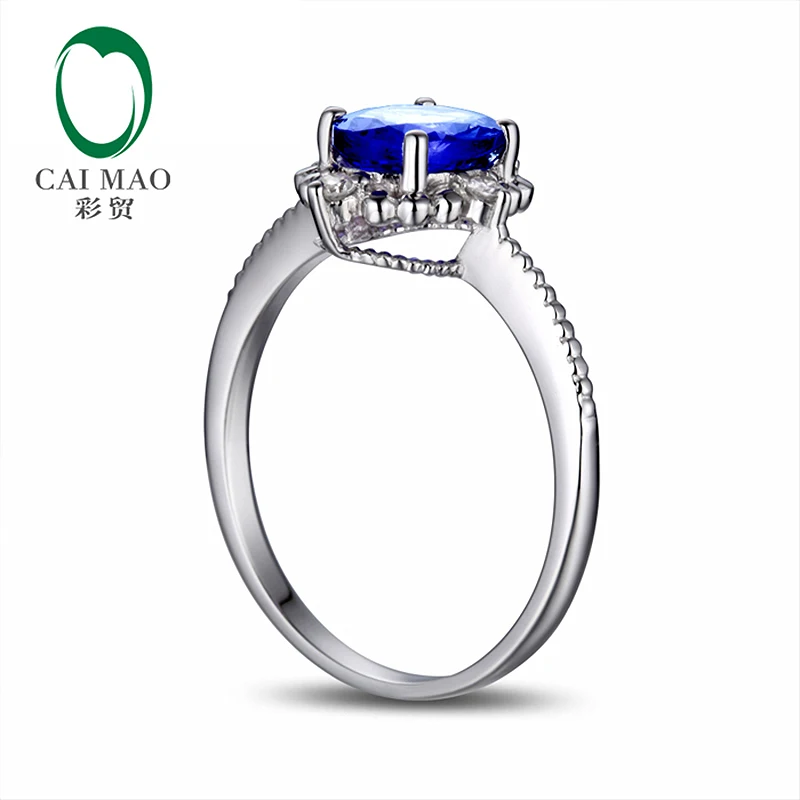 Caimao 1.28ct фиолетовые синие танзанитовые бриллианты 14 К золото обручальное кольцо