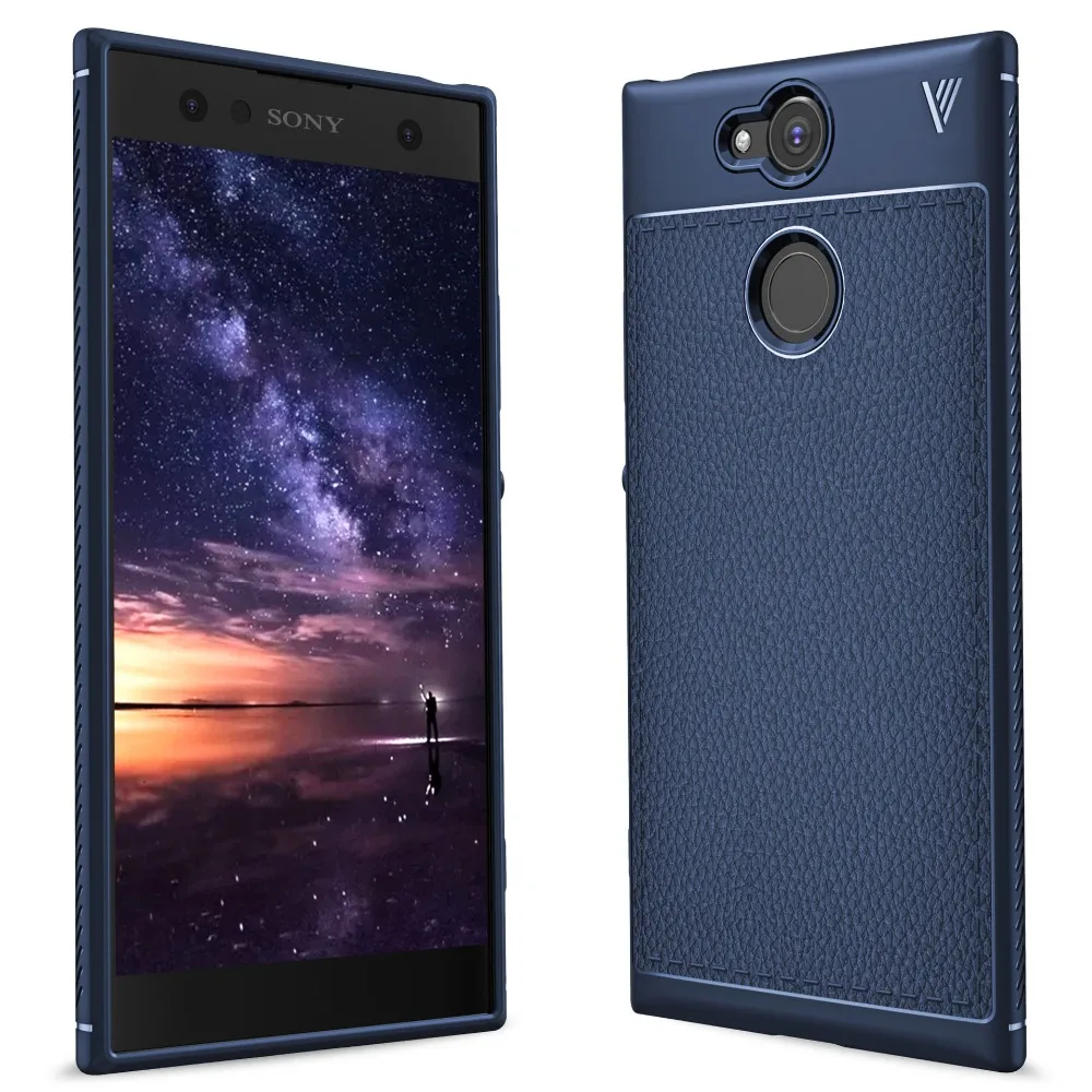Для sony Xperia XA2 силиконовый чехол Роскошный зернистый личи+ углеродное волокно силиконовый мягкий ТПУ чехол для sony Xperia XA2 чехол для телефона s