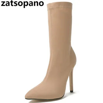 

Zat 2019 Famous Brand Woman Ankle Boots Silk Velvet Embroider Botas Floral Printed Designer Chelsea Boots Thick High Heels Shoes