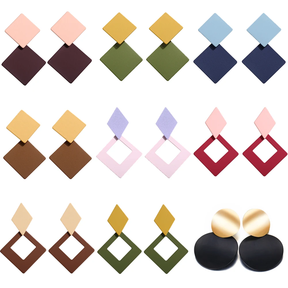 

17KM Vintage 16 Red Blue Pink Gold Drop Earrings For Women Big Geometric Acrylic Dangle Earring 2019 Oversize Bohemian Jewelry