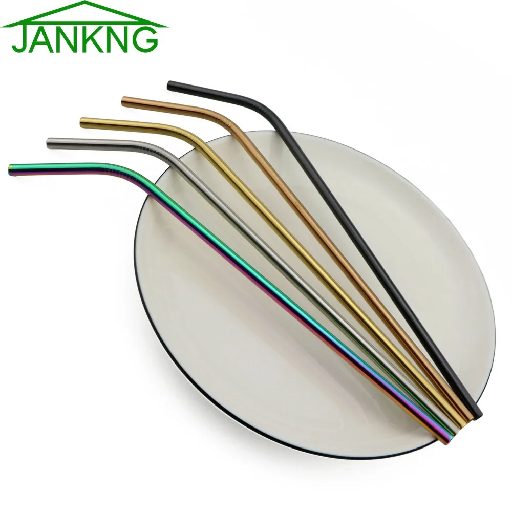 

JANKNG 100-Pcs Reusable Straw Pipette Suction Metal Stainless Steel Drinking Straws Pipe Bent Tube Events Party Bar Accessories