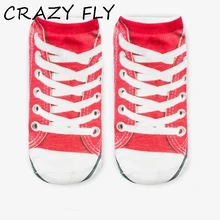 Магазин Crazy Fly, новинка, распродажа, носки с 3D принтом, милые носки унисекс, с рисунком, Harajuku, Женские Новые короткие смешные носки с низким вырезом из хлопка