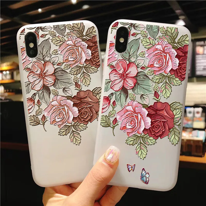 

3D Silicone Emboss Case For Xiaomi Redmi Note 7 6 5 Pro 3 4A 4X 5 Plus 6A S2 Note 3 4X 5A Mi 9 A1 A2 Mi 8 Lite F1 Florals Cover