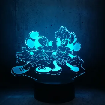 

3D Illusion LED Lamp Mickey Minnie dancing Night Light 7 colors changing room Decor Girl Kid Gift children birthday gifts