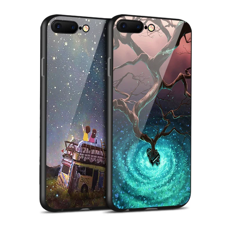 Телефонные чехлы IIOZO из закаленного стекла для iPhone 7 8 plus чехол с естественным