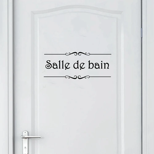 Porte Salle de bain et туалеты стены Стикеры французские двери туалета, ванной обои настенные наклейки виниловые на стены Стикеры домашний декор - Цвет: Salle de bain Black
