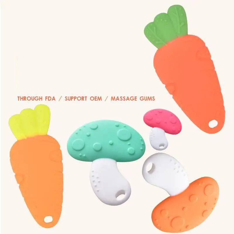 

Baby Silicone accessories teether Toy Animal mushroom carrots Baby Ring Teether Silicone Beads DIY Chain baby products bpa free