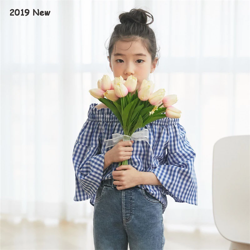 

2019 INS style Off shoulder Tops Jeans Set for Girls Fashion Summer Girls Clothes