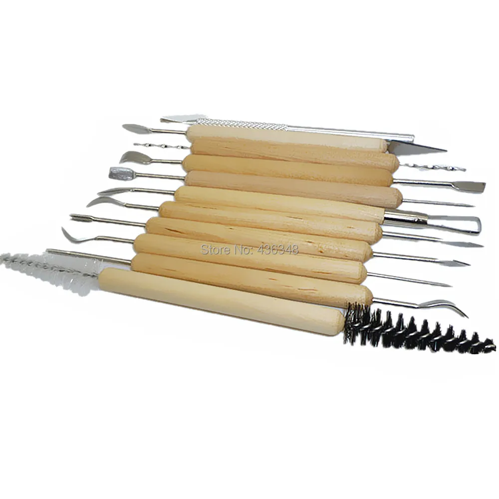 Clay Pottery Ceramics Sculpting Modeling Wooden Handle Tool Set