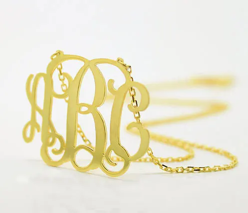 

Initial Monogram Necklace-Personalized Monogram-Custom Initial Necklace With Any Initial-Bridesmaid Gift-Gold Monogram Necklace