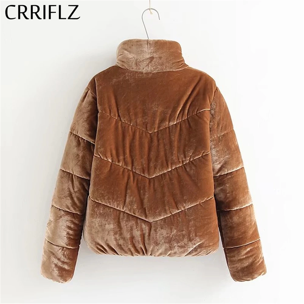 CRRIFLZ новая бархатная хлопковая стеганая Базовая куртка, пальто для женщин, теплая винно-красная парка, куртки, Женская Осенняя зимняя повседневная верхняя одежда