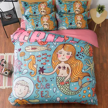 

LLANCL Mermaid Sea-maid Fish Girl Printed Quilt/Duvet/Comforter cover Adult Bedroom 3pcs Polyester Fiber Christmas Gift Undersea