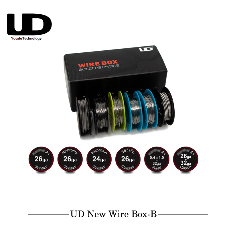 6 шт./лот оригинальный Youde UD провода Box-B с 6 в 1 провода комплект KA1/NI80/SS316L для RDTA RDA RTA пересобранный атомайзер Vape испарить Ecig