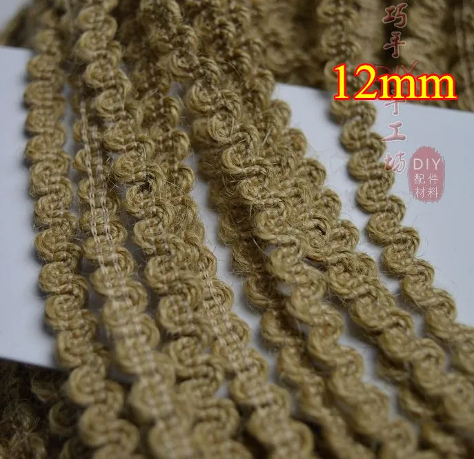 

12mm x10m Rustic Braided Hessian Jute Ribbon Wave burlap Trims Edging gimp Tape Craft Zakka macrame free shipping HOT