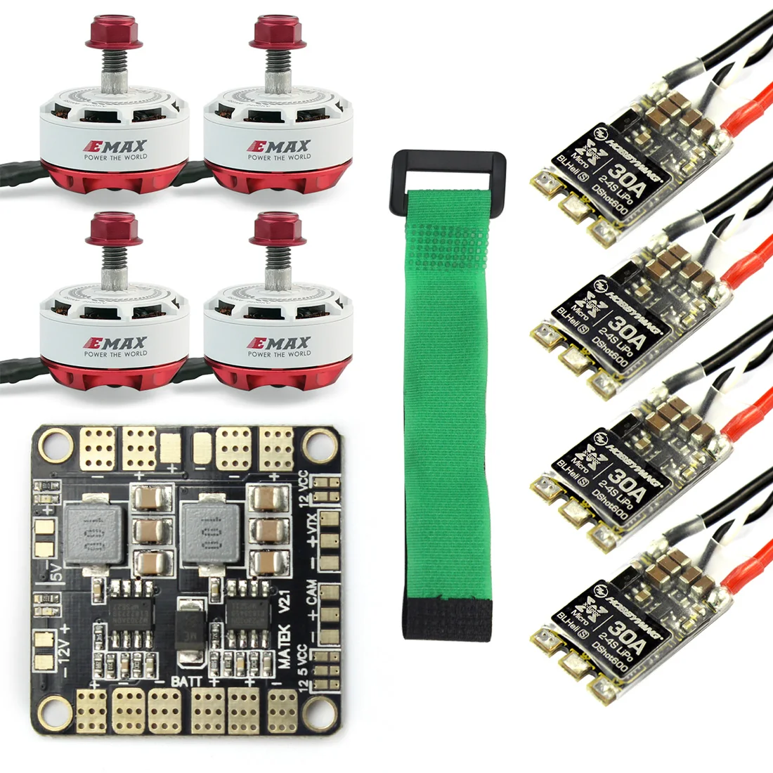 

Mini RC Racing Drone Brushless Motor ESC Combo 4x EMAX RS2306-2750KV & HobbyWing XRotor Micro BLHeli-s 30A + Power Distribution
