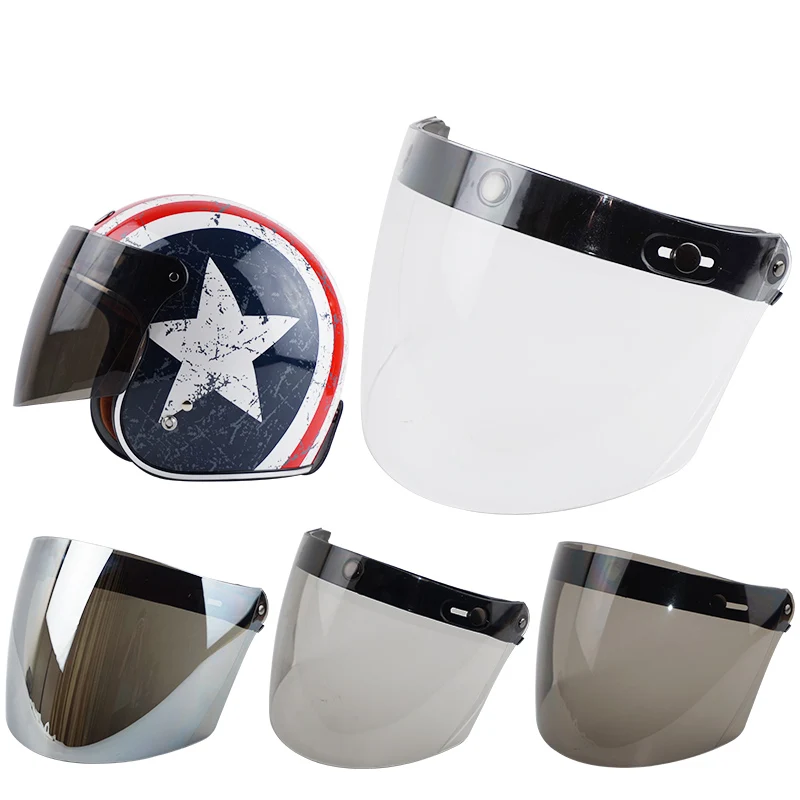 3 snap vintage retro motorcycle helmet visor extra lens for open face
