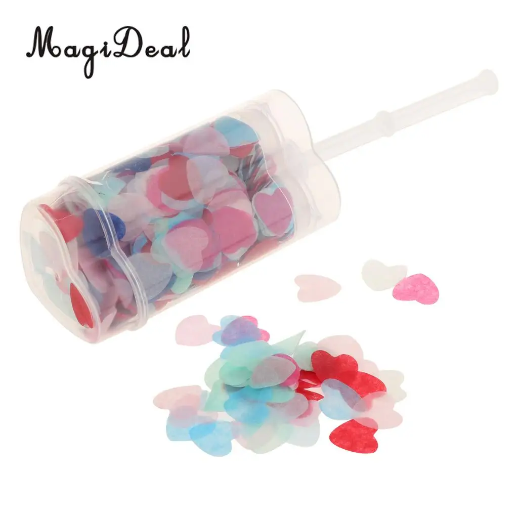 MagiDeal Bridesmaid Flower Girl Biodegradable Popper Pusher Heart Confetti Container Throwing Sprinkles Wedding Table Decor