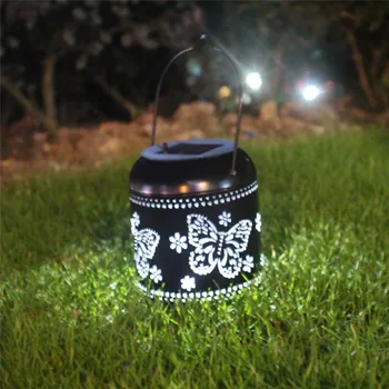 

Metal Iron Can Shape LED Solar Light Wrought Iron Butterfly Projection Lamp Outdoor Garden Atmosphere Decorative Light Projector