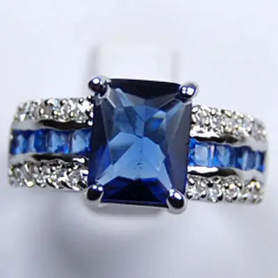 

Genuine blue Tourmaline Silver Ring AAA Grade size 6-9