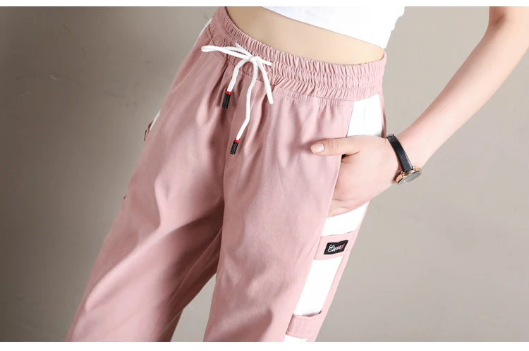 Jielur лоскутные брюки карго 2019 лето новые корейские узкие ноги черный хаки розовые брюки женские крутые Досуг Harajuku Pantalon Mujer