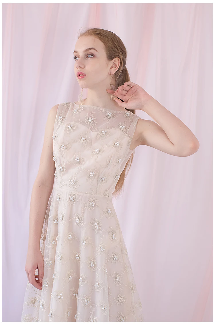 Молодой гы кружевное платье с цветочным рисунком, расшитое бусинами Бисер вечерние платья C аппликацией vestido de festa миди без рукавов летние платья