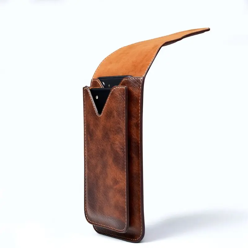 Мужская винтажная поясная сумка из искусственной кожи для мобильного телефона, тонкая поясная сумка с зажимом для ремня, Магнитный ремень с застёжкой, чехол с зажимом