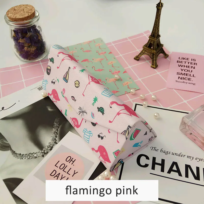 flamingo pink Креативный складной портативный Чехол для очков с модным принтом фламинго, чехол для солнцезащитных очков, коробка для хранения очков ручной работы - Цвет: flamingo pink