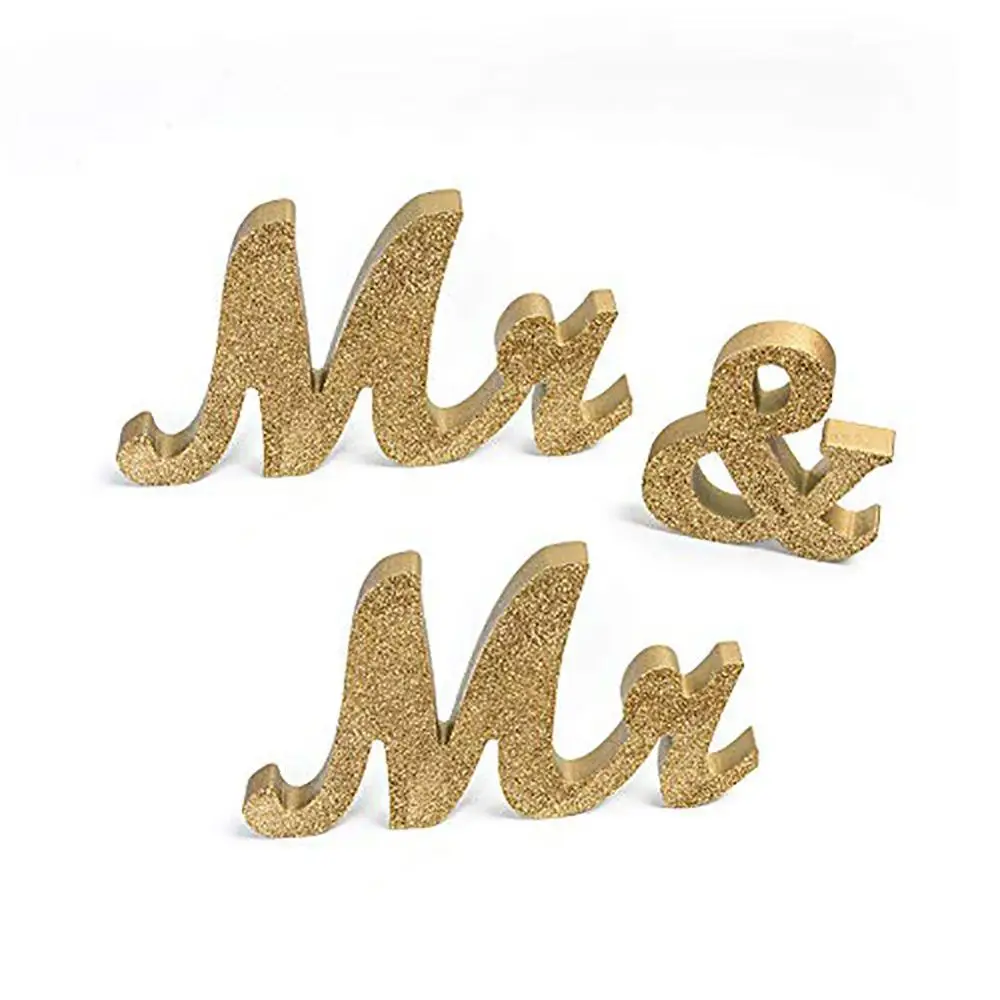 Свадебная вечеринка Mr& Mr/Mrs& Mrs Деревянные Буквы Знак Свадебные украшения для праздничного стола подарки влюбленным фото реквизит - Цвет: AJ