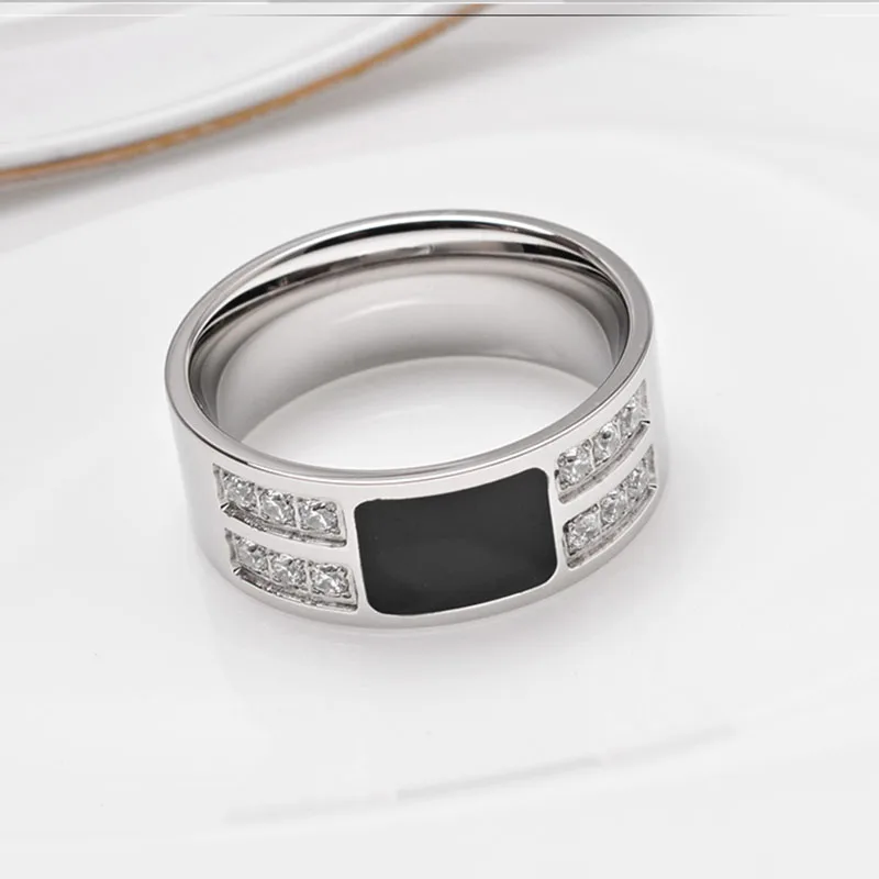 EdgLifU мужские обручальные золотые кольца с фианитами шириной 8 мм, эмаль, нержавеющая сталь, обручальные кольца, ювелирные изделия для женщин и мужчин, Прямая поставка