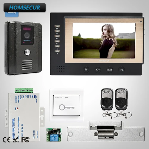 

HOMSECUR 7"Video&Audio Home Intercom Recording+700TVLine Outdoor Unit+Fail Safe Electric Lock forHome Security TC011-B+TM701R-B