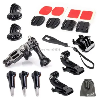 

15-in-1 accessary kit for Gopro HD Hero 4 3+ 3 2 GoPro Grab Bag of Mount Quick Release Buckle + Long Screw + Flat Surface