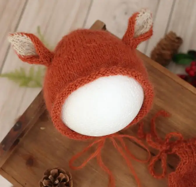 Deer bonnet 3 Винтаж с цветочным мотивом для маленьких девочек шапка для новорожденных с цветочным узором детская шапочка, реквизит для фотосессий в деревенском стиле с цветами и Sitter капота - Цвет: Deer bonnet 3