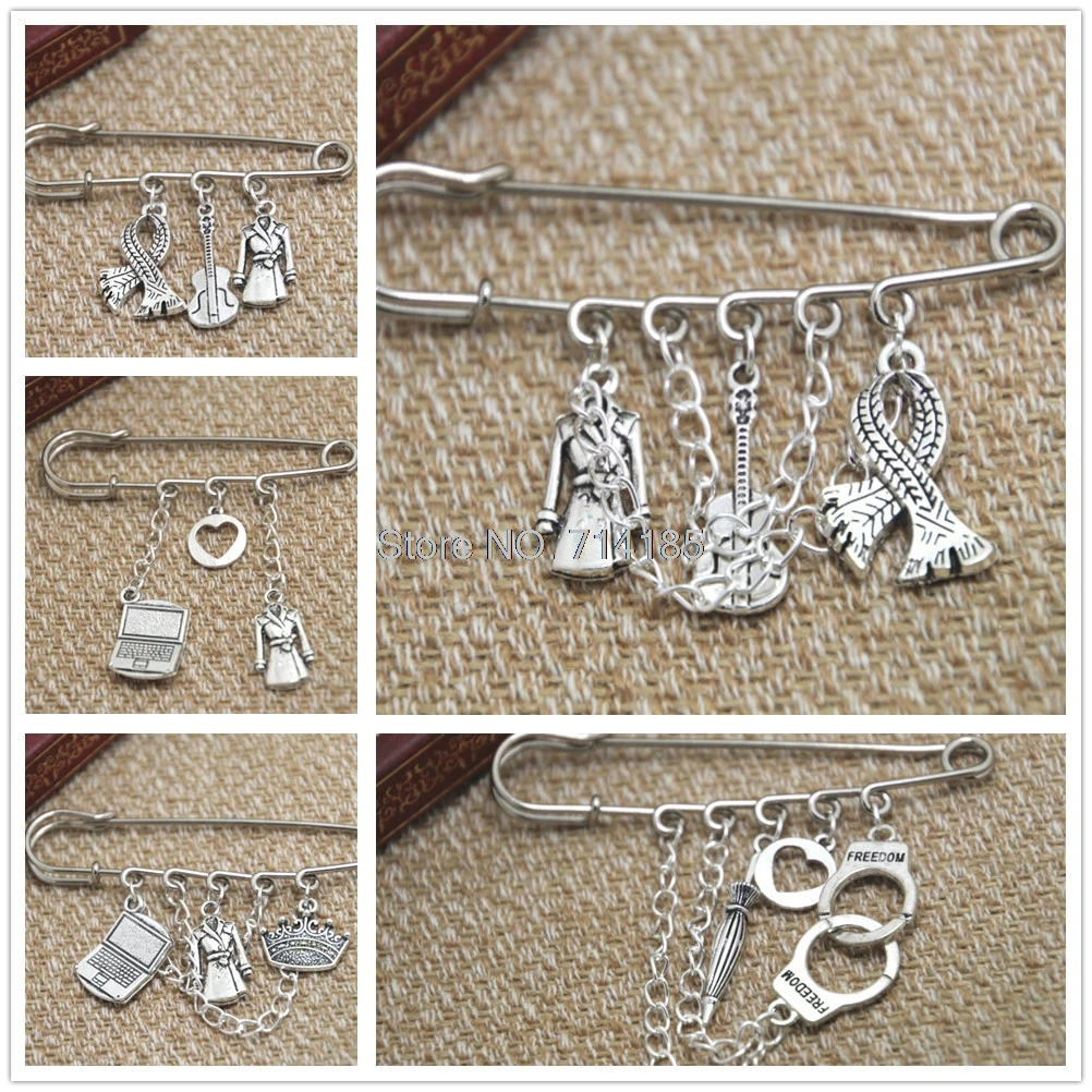 

Sherlock inspired Sherlock Holmes themed charm kilt pin brooch (38mm)