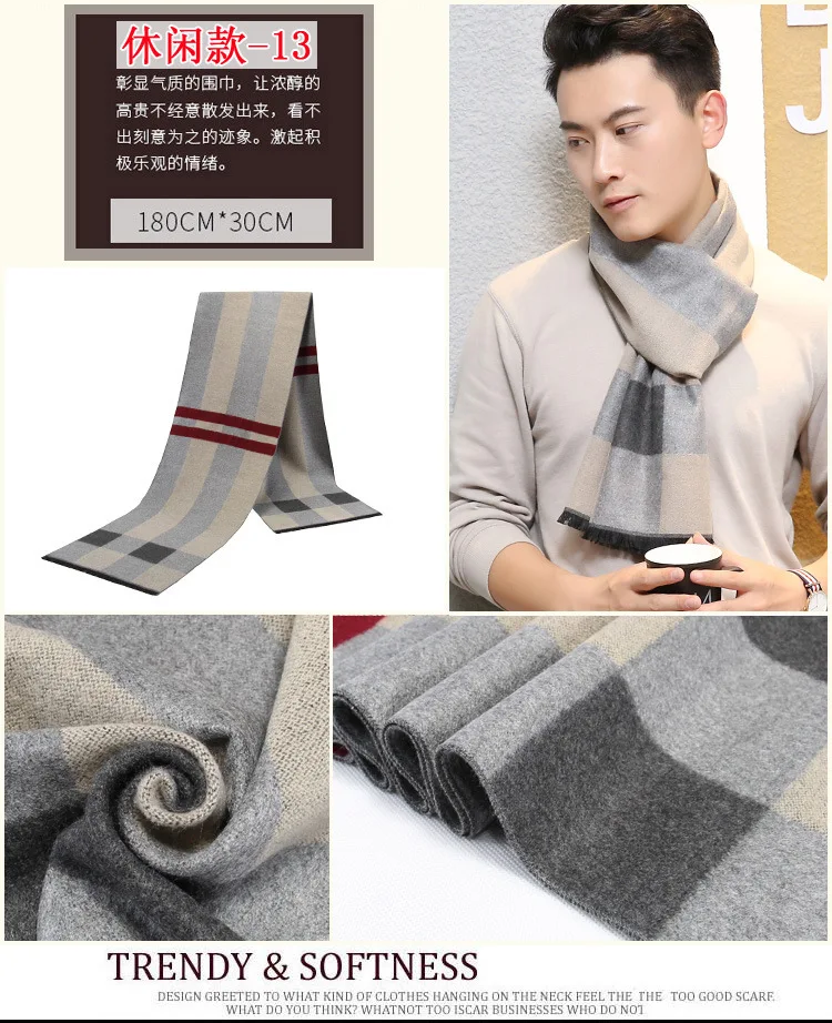 black scarf mens New Men's Scarf Winter Warm Imitation Cashmere Plaid Scarf Male Young Holiday Festival Wedding Gift Daddy's Gift plaid  scarfs head scarves for men