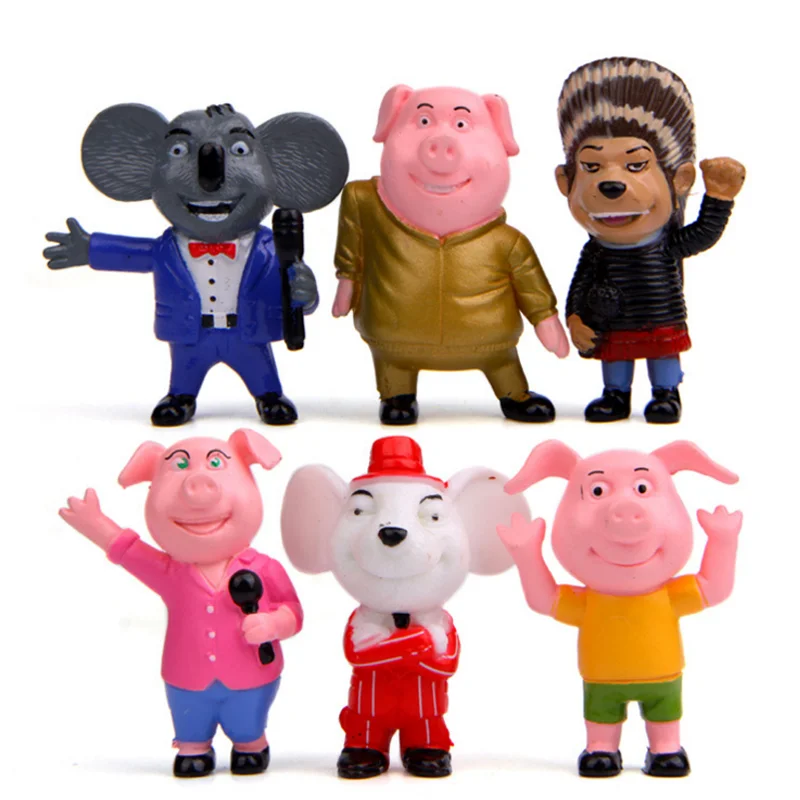 6 шт./компл. модные fuuny Sping Song Pig 4 7 5 2 см миниатюрные игрушки фигурка игрушка для