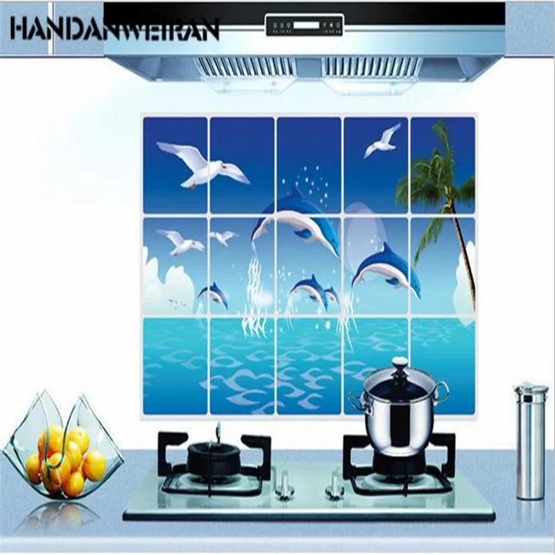 

45cm*75cm=1pcs marine kitchen oil proof sticker High temperature waterproof removable wall sticker hot