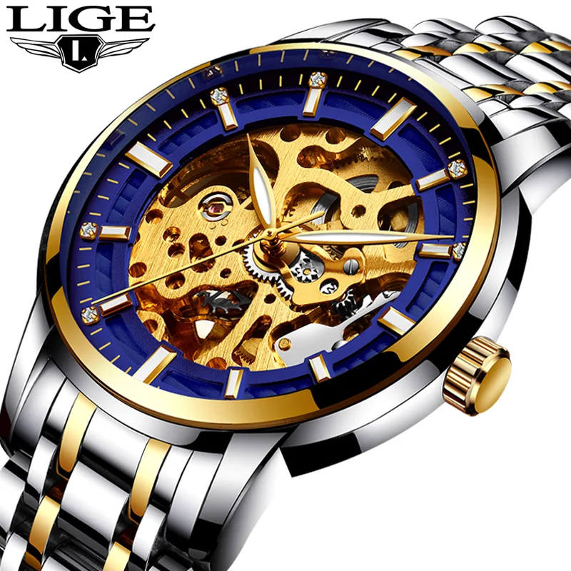 

Relogio Masculino LIGE Mens Watches Top Brand Luxury Automatic Mechanical Watch Men Full Steel Business Waterproof Sport Watches