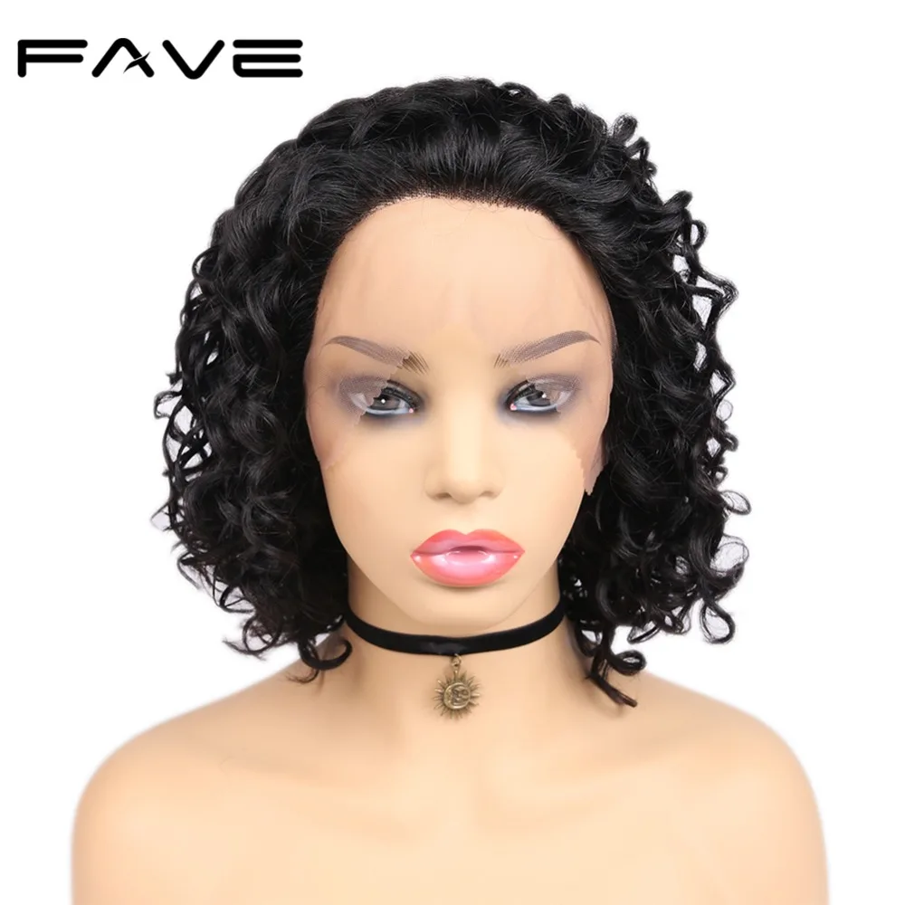 

FAVE Hair Lace Front Wig Deep Curly Brazilian Human Remy Hair Wigs Natural Color Pre plucked Natural Hairline Free Gift